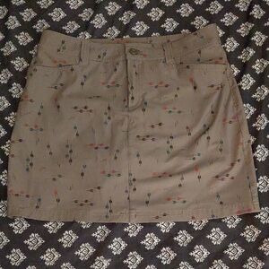 Eddie Bauer Khaki Greenish Mini Skirt with Multicolor Accent Print